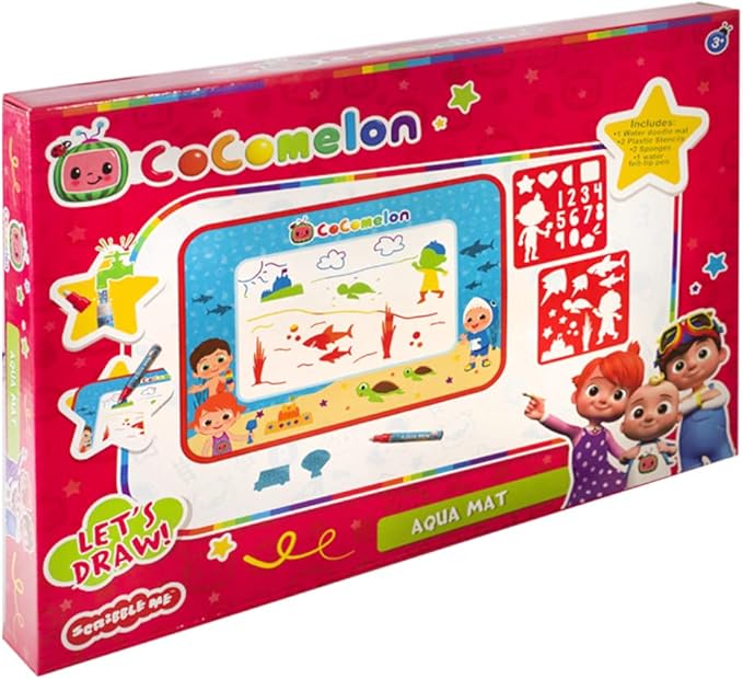COCOMELON AQUA MATT WITH STENCILS PK12